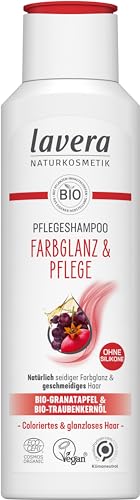 lavera Pflegeshampoo Farbglanz & Pflege - ohne Silikone - Natürlich seidiger Farbglanz & geschmeidiges Haar - vegan - Naturkosmetik - 250 ml