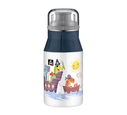 alfi KIDS BOTTLE 400ml, sea adventures, Kindertrinkflasche aus Edelstahl, absolut dicht mit Drehverschluss, leicht und robuste Flasche, für Kohlensäure, ohne Fingerabdrücke, BPA-frei