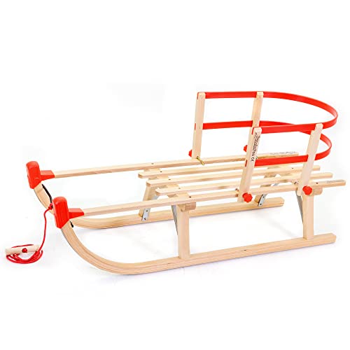 HolzFee Kinderschlitten Schlitten Davos S 100 cm mit Leine und Lehne