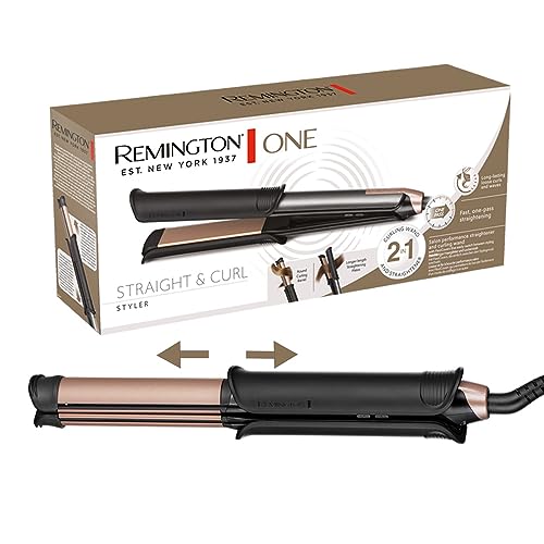 Remington ONE Glätteisen & Lockenstab [2in1 Multistyler] Glätt-/ Lockenmodus mit zuschaltbarer beheizter Außenfläche, 150-230°C, digitales Display, Haarglätter S6077