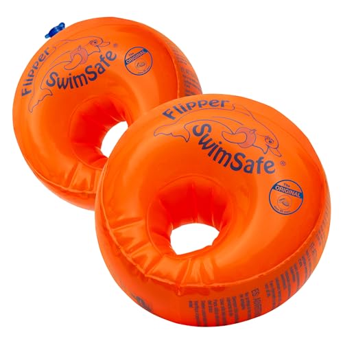 Flipper SwimSafe - Schwimmhilfe für Kleinkinder, Schwimmflügel mit unzerbrechlichem PE-Schaumkern zum Schwimmen Lernen, Testsieger Stiftung Warentest 05/2024, Orange