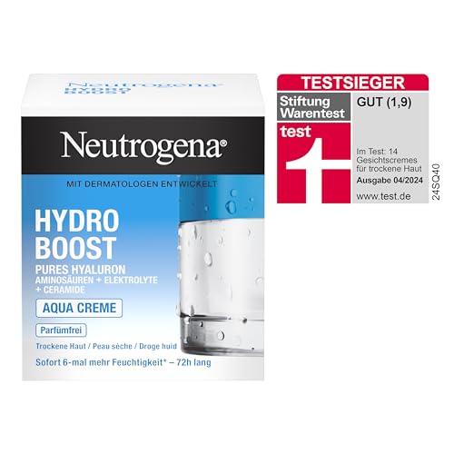 Neutrogena Hydro Boost Gesichtscreme Aqua mit Hyaluron ölfrei und parfümfrei für trockene Haut , 50 ml