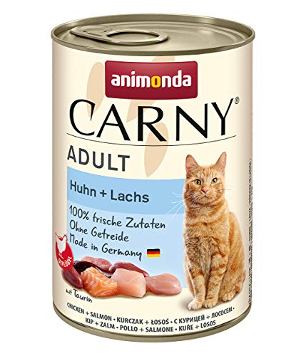 animonda Carny Adult Huhn + Lachs (6 x 400 g), Katzennassfutter für ausgewachsene Katzen, Nassfutter mit 100 % frischen, fleischlichen Zutaten, Katzenfutter ohne Getreide und Zucker