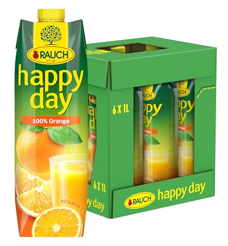 Rauch Happy Day Orange | fruchtiger Geschmack |mit Vitamin C und Calcium | für den perfekten Start in den Tag | 6x 1l Tetra Prisma