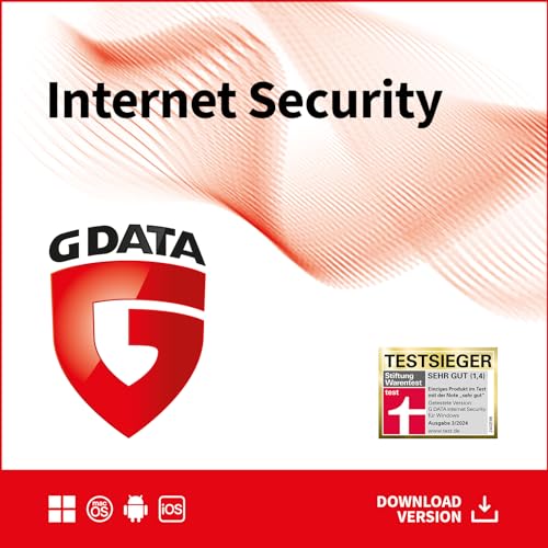 G DATA Internet Security 2024 | 3 Geräte | 1 Jahr | für PC, Mac, Android, iOS | zukünftige Updates inklusive | Made in Germany | Aktivierungscode per Email