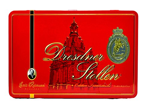 Original Dresdner Stollen (Christstollen) von Emil Reimann 1kg in edler Metalldose, Edition Frauenkirche